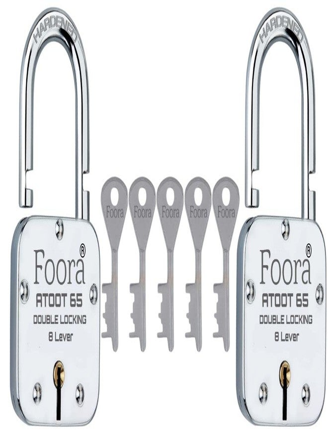 Foora Heavy Duty 65mm atoot Double Lock for Home, Door, Gate & Shop Shutter | 2 Locks with Same Key | Rust-Proof Steel Padlock | High Security Atut Door Lock & Key for Main Door and Gate - Image 1